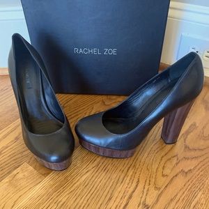 Rachel Zoe platform black leather pump
